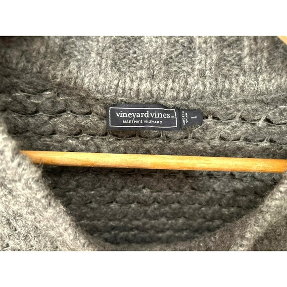 Vineyard Vines Wool Alpaca Blend Gray Popcorn Sweater Size Large Puff Sleeve - Picture 3 of 5
